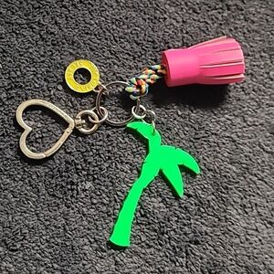 Victoria's Secret keychain pink tassel, heart, yellow VS. Green‎ palm tree